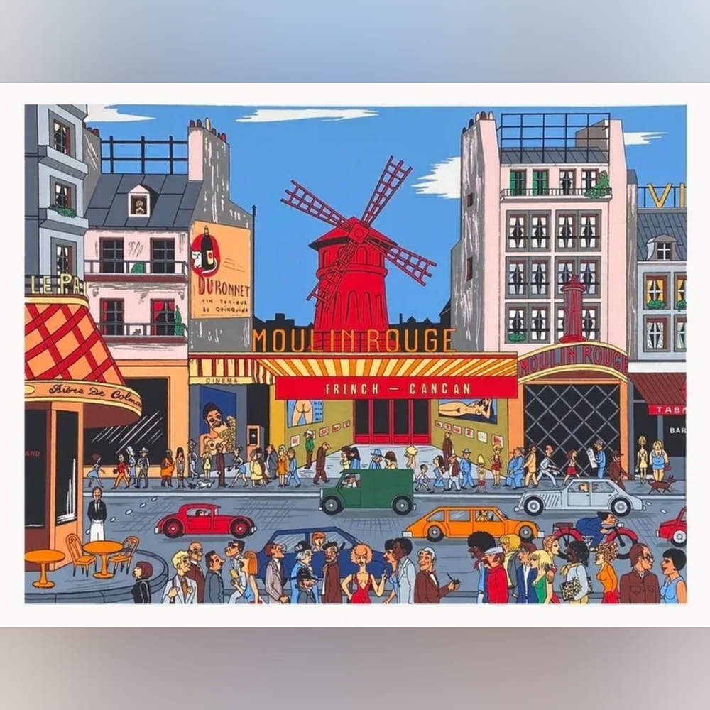 Alfred Reynaud "Le Moulin Rouge" 20x26inch Thick Screenprint - Artist Signed.